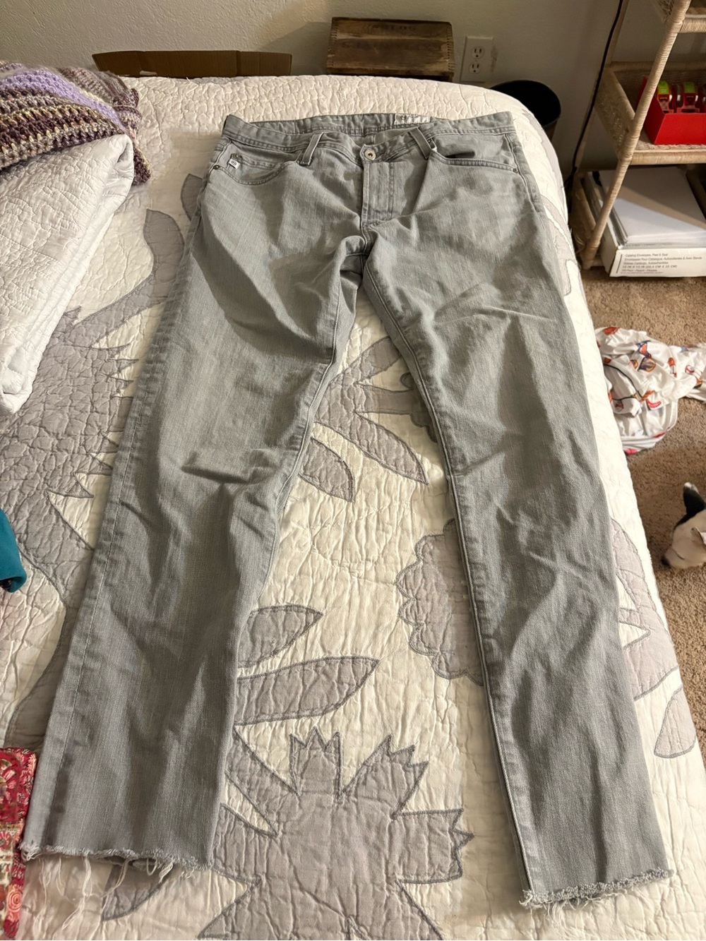 Ag Adriano Goldschmied Light Gray Straight-Leg Jeans